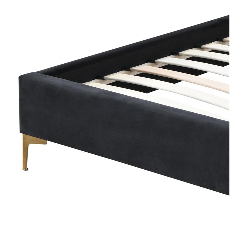 ACME Rowan Crystal-Like Tufted Fabric Queen Platform Bed in Black