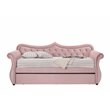 ACME Adkins Tufted Upholstered Daybed and Trundle in Pink Velvet