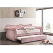 ACME Adkins Tufted Upholstered Daybed and Trundle in Pink Velvet