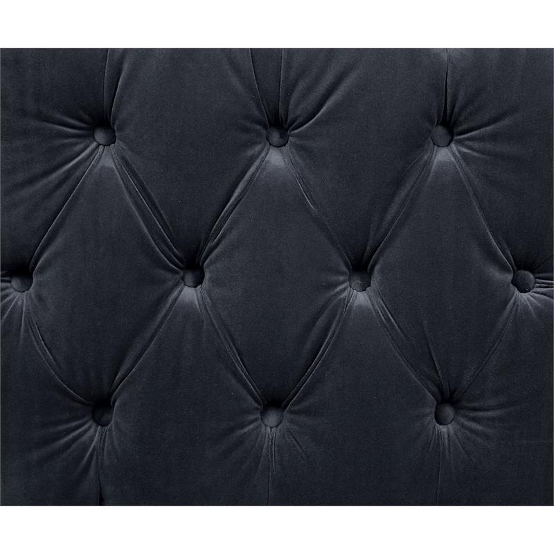 acme ansario button tufted velvet upholstery chair in charcoal