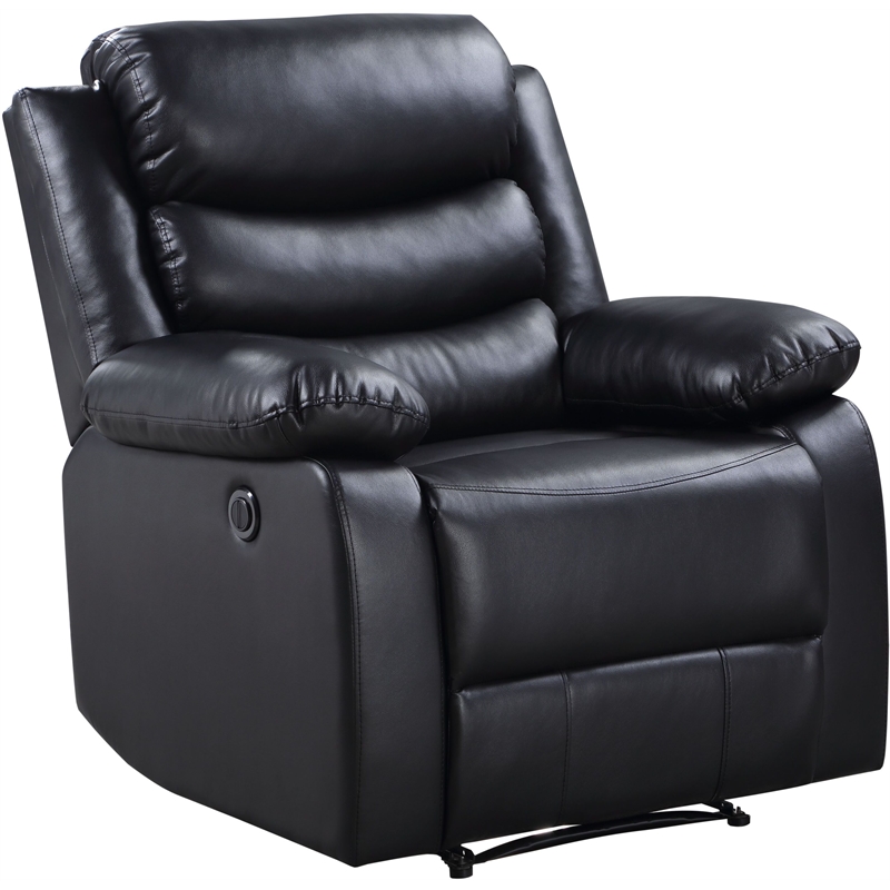ACME Eilbra Faux Leather Power Recliner with Pillow Top Armrest in Black