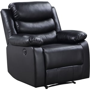 ACME Eilbra Faux Leather Power Recliner with Pillow Top Armrest in Black