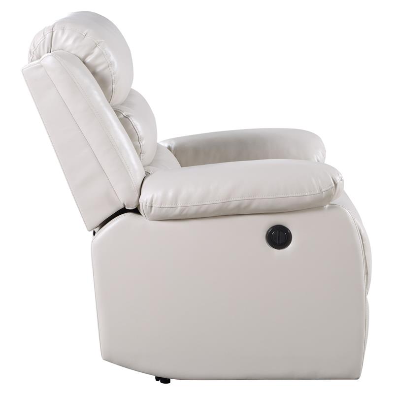 ACME Eilbra Faux Leather Power Recliner with Pillow Top Armrest in Beige