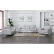 ACME Kyrene Linen Fabric Upholstered Loveseat with Track Armrest in Light Gray