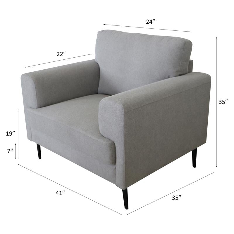 ACME Kyrene Fabric Upholstery Chair with Loose Back Cushion in Light Gray