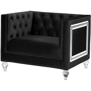 ACME Heibero Button Tufted Velvet Upholstery Chair with Acrylic Legs in Black