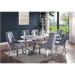 ACME Zander Dining Table in White Printed Faux Marble and Mirrored Silver