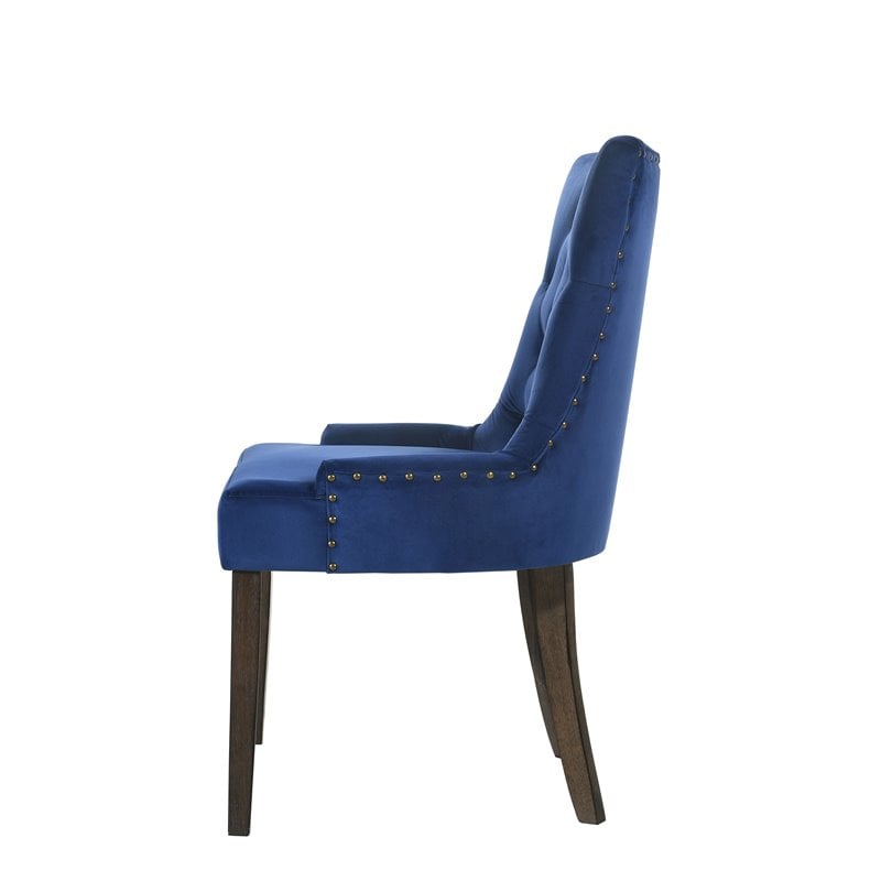 ACME Farren Tufted Upholstered Side Chair in Blue and Espresso