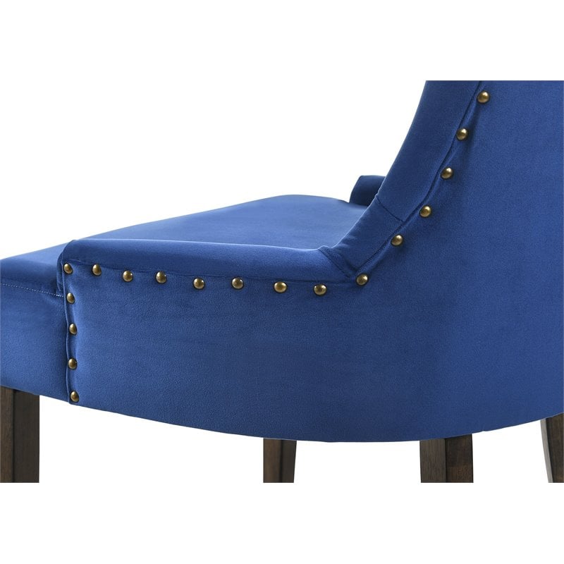 ACME Farren Tufted Upholstered Side Chair in Blue and Espresso