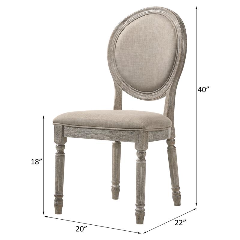 acme faustine fabric  side chair in tan and salvaged light oak set of 2