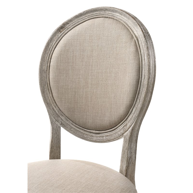 acme faustine fabric  side chair in tan and salvaged light oak set of 2