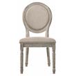 ACME Faustine Fabric  Side Chair in Tan and Salvaged Light Oak Set of 2