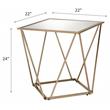 ACME Fogya Square Glass Top End Table in Mirrored and Champagne Gold