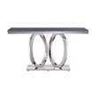 ACME Zasir Sofa Table in Gray Printed Faux Marble and Mirrored Silver Finish