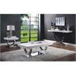 ACME Zander Coffee Table in White Printed Faux Marble and Mirrored Silver Finish