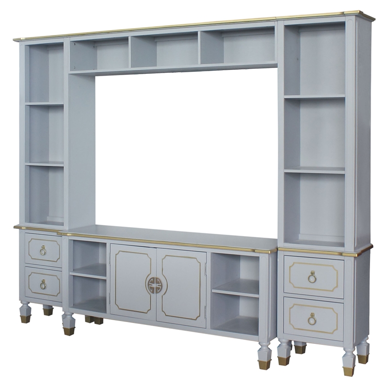 ACME House Marchese Wooden Storage Entertainment Center in Pearl Gray