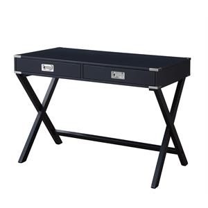ACME Amenia Wooden Rectangular 2-Drawer Writing Desk with X-Shaped Base in Black
