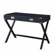 ACME Amenia Wooden Rectangular 2-Drawer Writing Desk with X-Shaped Base in Black