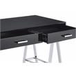 ACME Coleen Wooden Top Writing Desk with USB Port in Black High Gloss and Chrome