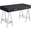 ACME Coleen Wooden Top Writing Desk with USB Port in Black High Gloss and Chrome