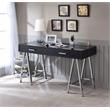 ACME Coleen Wooden Top Writing Desk with USB Port in Black High Gloss and Chrome