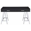 ACME Coleen Wooden Top Writing Desk with USB Port in Black High Gloss and Chrome