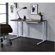ACME Tyrese Wooden Rectangle Top Writing Desk with USB Port in Walnut and White
