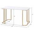 ACME Estie Wooden Top Writing Desk with Metal Sled Base in White and Gold