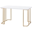 ACME Estie Wooden Top Writing Desk with Metal Sled Base in White and Gold