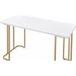 ACME Estie Wooden Top Writing Desk with Metal Sled Base in White and Gold