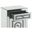 ACME Noralie Glass Accent Table with 2-Drawer in Mirrored and Faux Diamonds
