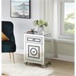 ACME Noralie Glass Accent Table with 2-Drawer in Mirrored and Faux Diamonds