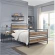 ACME Brantley Metal Full Bed with Wooden Headboard in Antique Oak and Sandy Gray