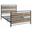 ACME Brantley Metal Full Bed with Wooden Headboard in Antique Oak and Sandy Gray