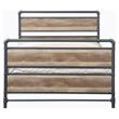 ACME Brantley Metal Full Bed with Wooden Headboard in Antique Oak and Sandy Gray