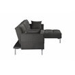 ACME Duzzy Reversible Sectional Sofa with 2 Pillows in Dark Gray Fabric