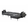 ACME Duzzy Reversible Sectional Sofa with 2 Pillows in Dark Gray Fabric