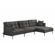 ACME Duzzy Reversible Sectional Sofa with 2 Pillows in Dark Gray Fabric