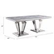 ACME Satinka Stainless Steel Base Dining Table in Light Gray and Mirrored Silver