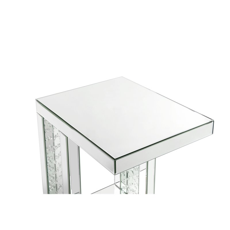 ACME Nysa Accent Table in Mirrored and Faux Crystals Inlay