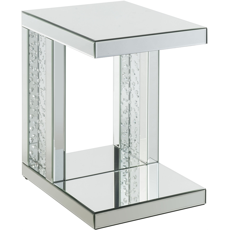 ACME Nysa Accent Table in Mirrored and Faux Crystals Inlay
