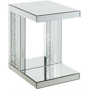 ACME Nysa Accent Table in Mirrored and Faux Crystals Inlay