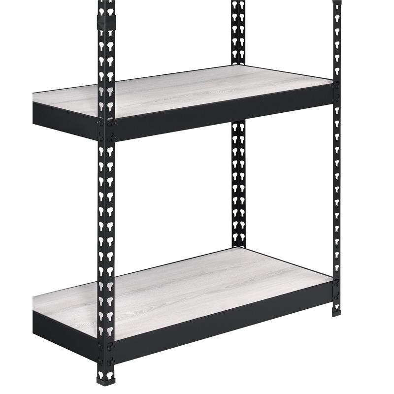 ACME Decmus Rectangular Metal Bookshelf with 4 Shelves in Natural and Black