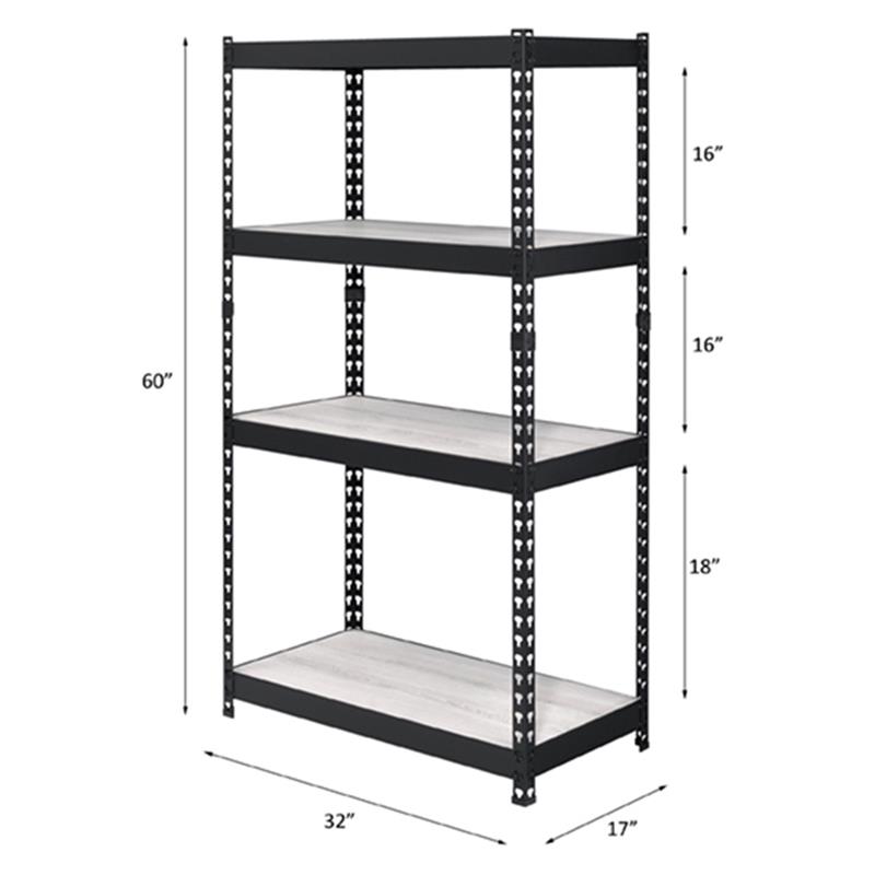 ACME Decmus Rectangular Metal Bookshelf with 4 Shelves in Natural and Black