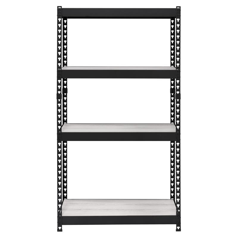 ACME Decmus Rectangular Metal Bookshelf with 4 Shelves in Natural and Black