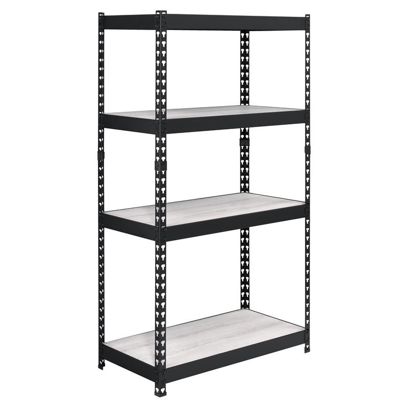 ACME Decmus Rectangular Metal Bookshelf with 4 Shelves in Natural and Black