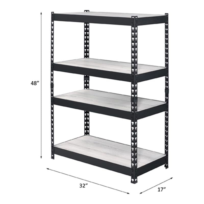 ACME Decmus Rectangular Metal Bookshelf with 4 Shelves in Natural and Black