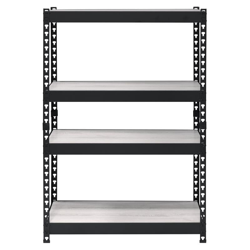 ACME Decmus Rectangular Metal Bookshelf with 4 Shelves in Natural and Black