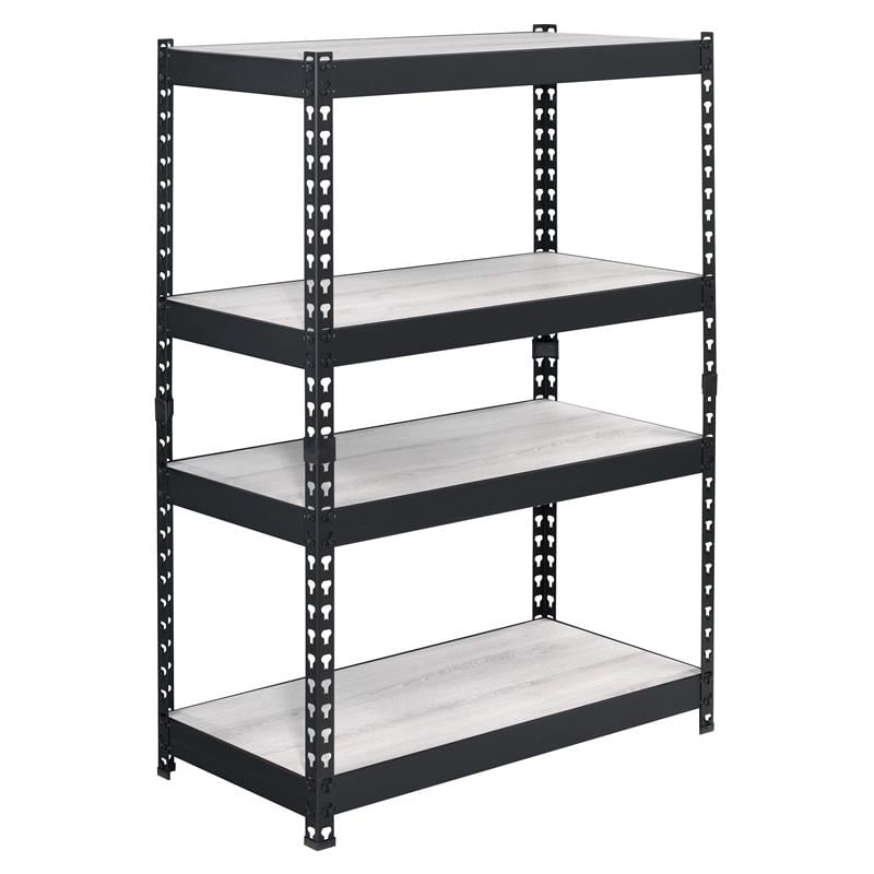 ACME Decmus Rectangular Metal Bookshelf with 4 Shelves in Natural and Black