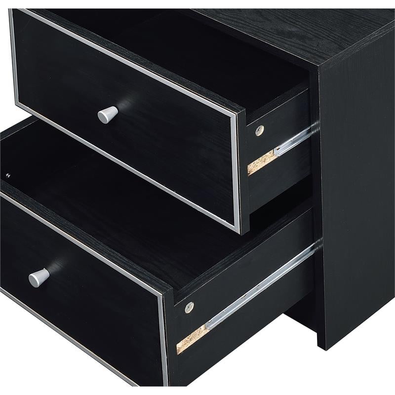 ACME Jabir 2-Drawer Wooden Accent Table in Black and Silver